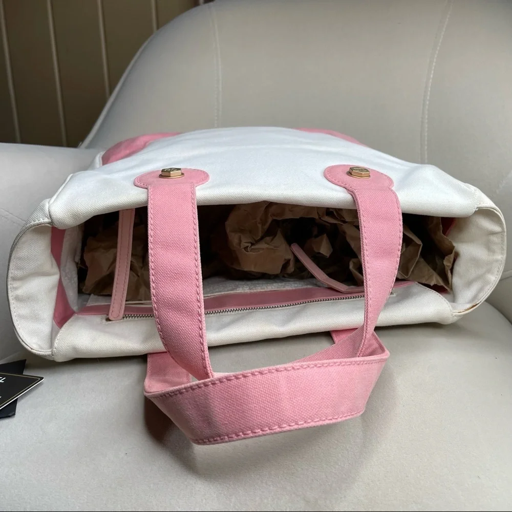 Authentic Chanel CC Marshmallow Handbag purse Bag Mini Tote White Pink - Picture 5 of 15
